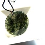Zielony agat mszysty, duży wisior, srebro - 