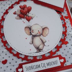Kartka na walentynki ze słoniem, nietypowy napis