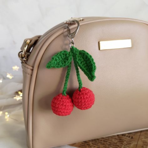 Brelok wiśnia, Brelok do kluczy, Letni brelok na prezent