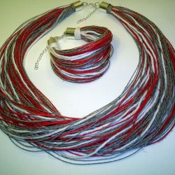 Komplet "Biało czerwone szarości"