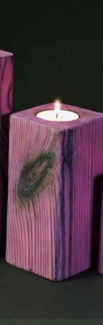 Zestaw różowych świeczników drewniany drewno shou shi ban tealight