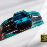 Deep blue - bransoleta z żywicy i rzemieni - 