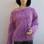 Różowy moherowy sweterek oversized - sweter bohem