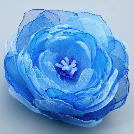 Broszka kwiat - niebieska 8 cm