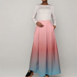 Spódnica maxi ombre z ozdobnymi kontrafałdami.