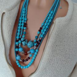 Naszyjnik Korale Turkusowe Howlit Bali