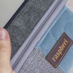 Szaro-niebieski patchworkowy portfelik - 