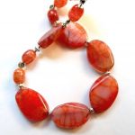 Agat pajęczy w odcieniach czerwieni, oryginalny naszyjnik - 