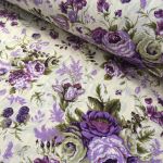 Tkanina bawełna-wzór fioletowe róże - Fioletowa róża