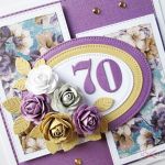 Kartka URODZINOWA fioletowo-beżowa #1 - Fioletowo-beżowa kartka na urodziny z różami