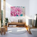 Obraz na płótnie - kwiaty różowy kamelia - 120x80 cm (87401) - KAMELIA - NOWOCZESNY OBRAZ DO SYPIALNI - 120X80 CM