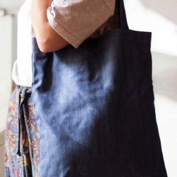 Granatowa jeansowa shopperka