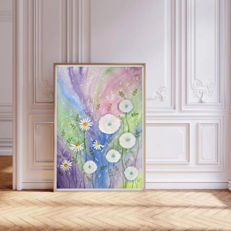 Oryginalna akwarela.  Dmuchawce 56x76cm