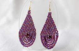 Czeskie koraliki, bigle srebrne pozłacane