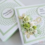 Kartka MŁODEJ PARZE w zieleni /Z - Biało-zielona kartka ślubna w pudełku