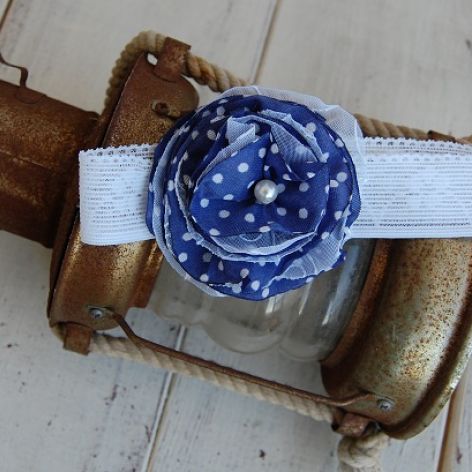 Retro opaska granatowa w groszki