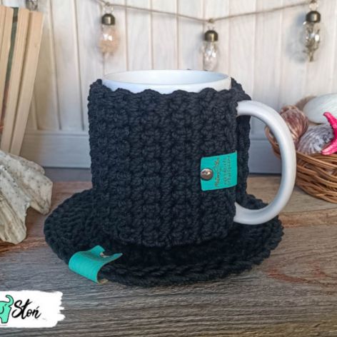 Kubek w sweterku i podkładka ~ czarny
