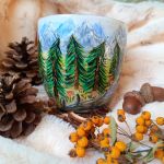 Ręcznie malowany szop i las borowikowy kubek 480 ml. - Ręcznie malowany