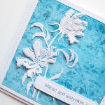 Kartka Ślubna niebiesko-biała - Kartka na ślub z białymi kwiatami