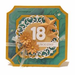 Kartka na 18 urodziny - zielony marmur złoto