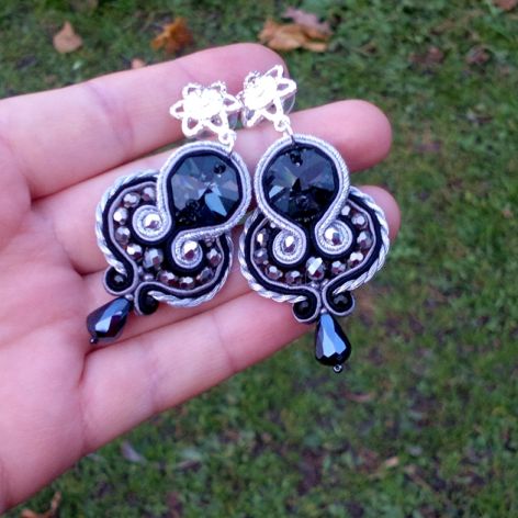 Kolczyki Queen Czarno-Srebrne