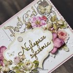 Najlepsze życzenia - różana pocztówka vintage - Pocztówka - detal II