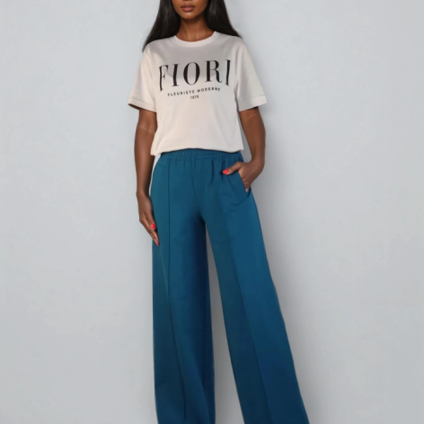 Spodnie z dzianiny dresowej szmaragdowe