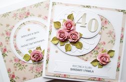 Kartka ROCZNICA ŚLUBU różowo-beżowa