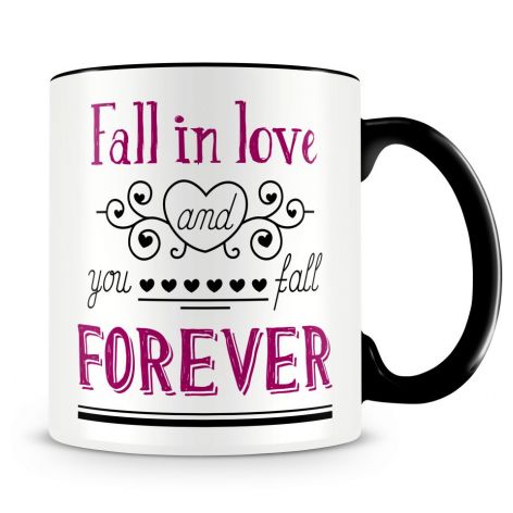 Fall in love forever - ceramiczny kubek z nadrukiem dla zakochanych