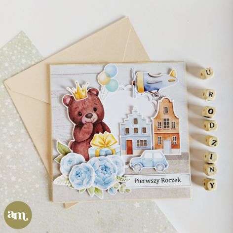 Kartka urodzinowa dla chłopca z misiem KUM01