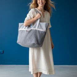 Szara torba plażowa z weluru huge bag I