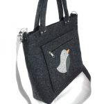 Gray bird on pocket/strap - 
