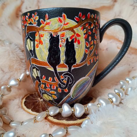 Ręcznie malowane planetarne koty kubek 300 ml