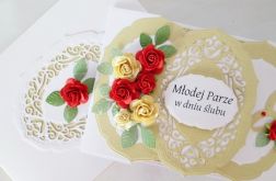 Kartka MŁODEJ PARZE piaskowo-czerwona