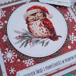Kartka świąteczna z uroczą sową