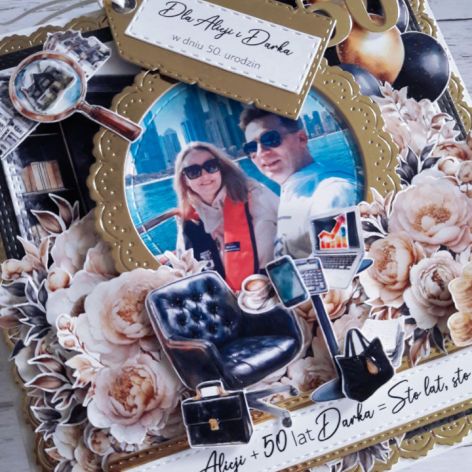 [Zamówienie specjalne] Kartka na podwójne 50. urodziny, w pudełku