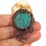 Amazonit, Miedziany wisior z amazonitem - amulet z amazonitem ręcznie robiony