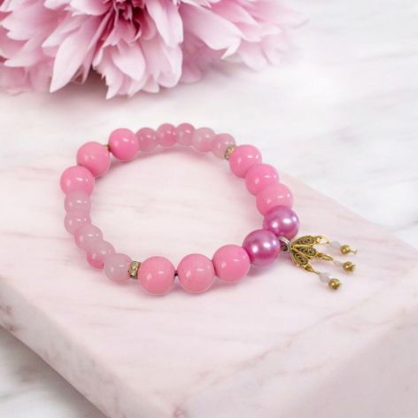 Bransoletka na gumce różowa