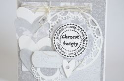 Kartka na Chrzest Święty w szarości