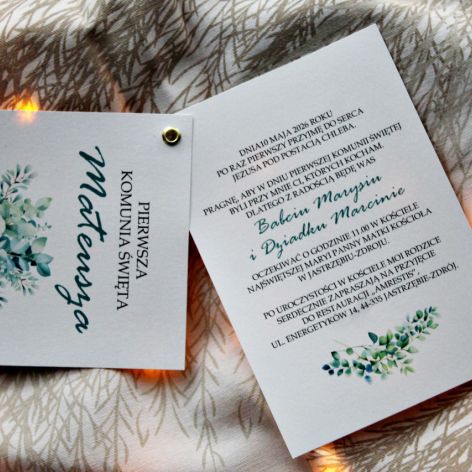 Zaproszenie Komunijne - Eukaliptus 5