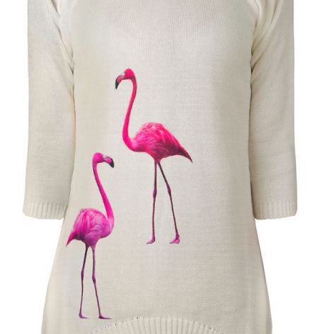 Sweterek z naszywkami flamingi