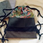 Czarny plecak worek botaniczny żakard - 