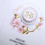Zaproszenie komunijne różowe Hostia handmade - Zaproszenie komunijne w różu handmade