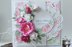 Różana kartka ślubna z personalizacją v.4