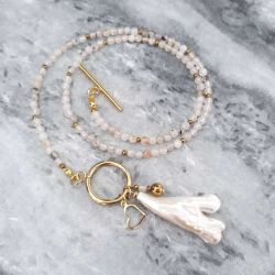 Naszyjnik z agatu i nieregularnej perły