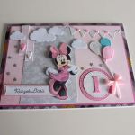 Personalizowana kartka na roczek urodzinowa ręcznie robiona A5 Minnie - Personalizowana kartka na roczek urodzinowa ręcznie robiona A5 Minnie