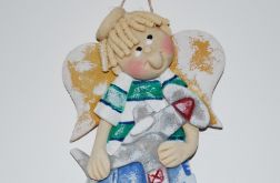 Kiedyś polecę - aniołek z masy solnej, prezent, dekoracja