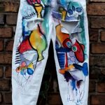 jeansy boyfriend recznie malowane picasso - spodnie