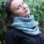 melanżowy dziergany komin odcienie błękitu - 