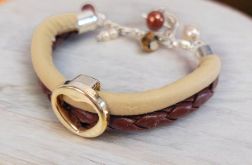 Bransoletka rzemykowa beż serce